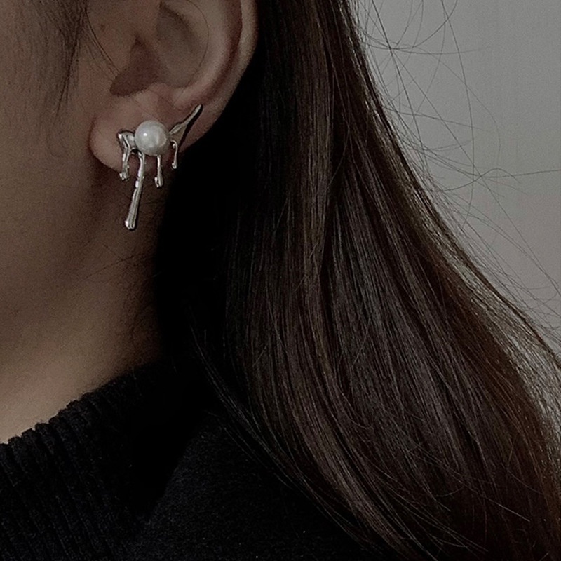 Khuyên Tai Kim Loại Đính Hạt Ngọc Trai Hình Giọt Nước 19A1221