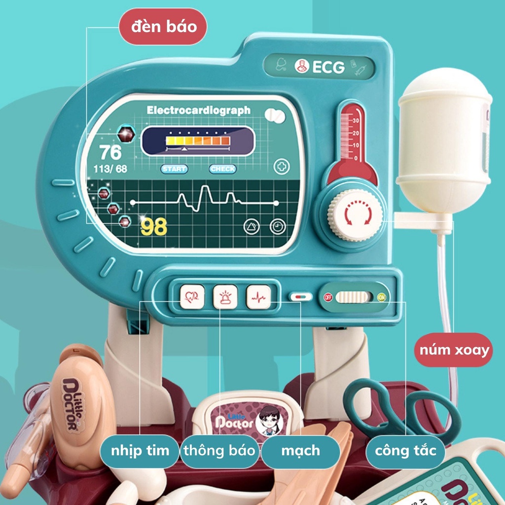 Đồ chơi bác sĩ cho bé gái, bé trai cao cấp cỡ lớn, đồ chơi nhập vai cho trẻ em BOBIKIDS BS01