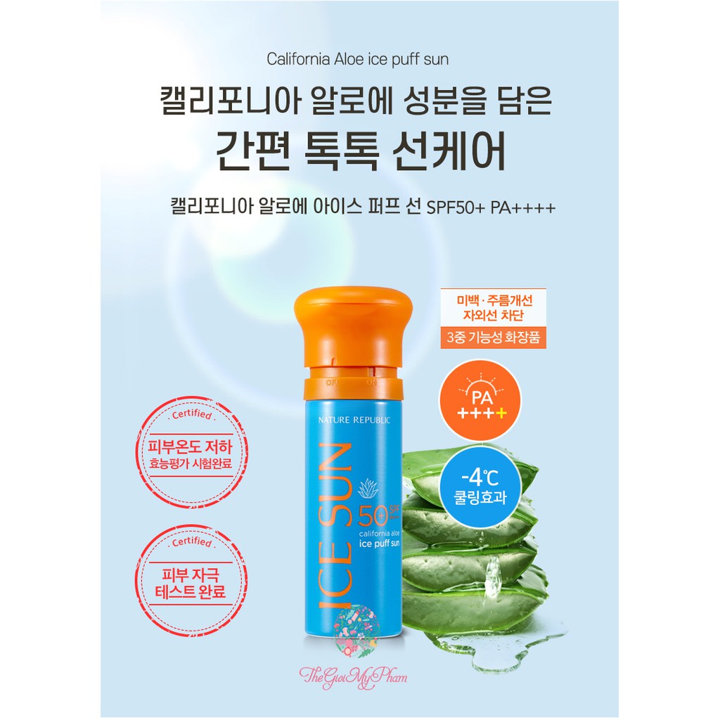 [Chính Hãng] Kem Chống Nắng Ice Sun California Aloe Ice Puff Sun ( Xanh )