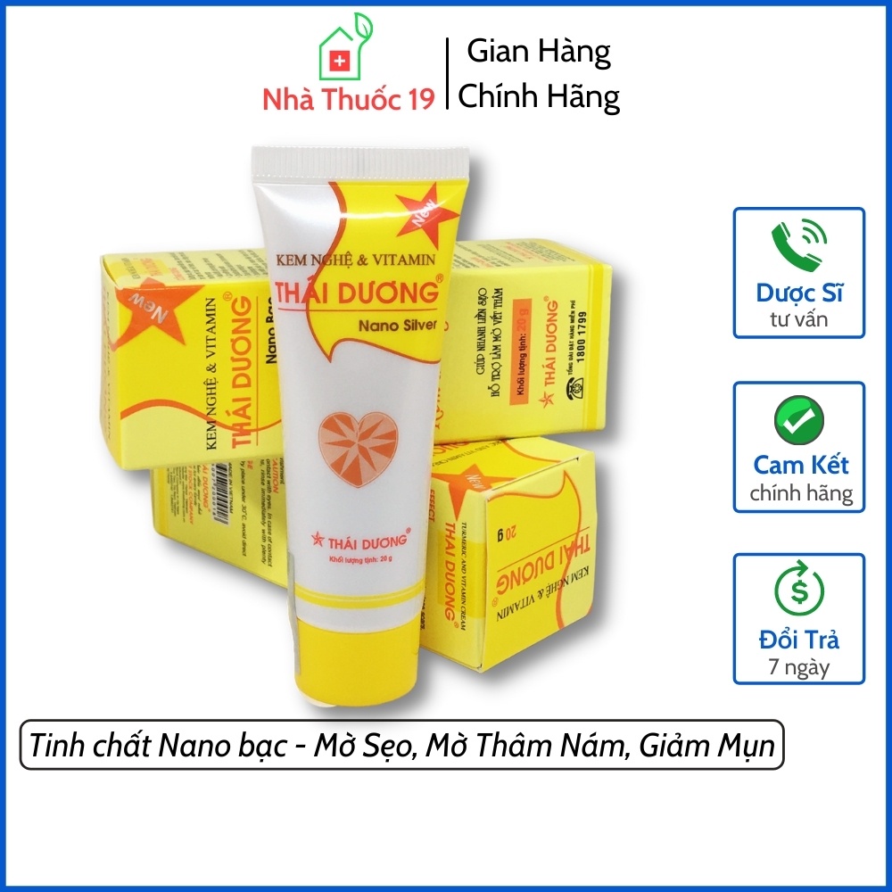 Kem nghệ Thái Dương (Nano bạc), Tuýp 20g chính hãng giúp giảm mụn, mờ thâm nám, nhanh mờ sẹo