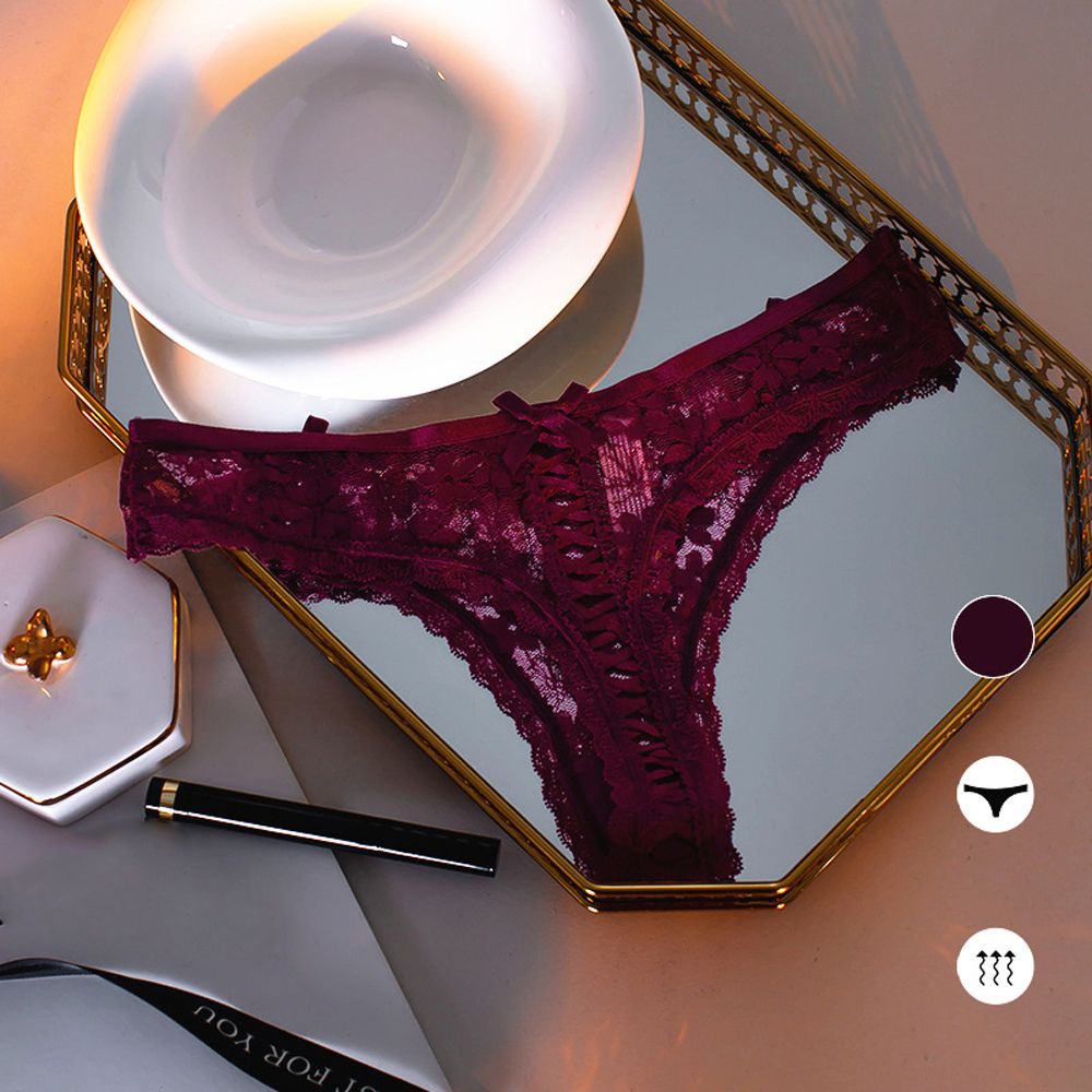Quần lót cotton không lộ đường may thêu hoa xuyên thấu cho nữ