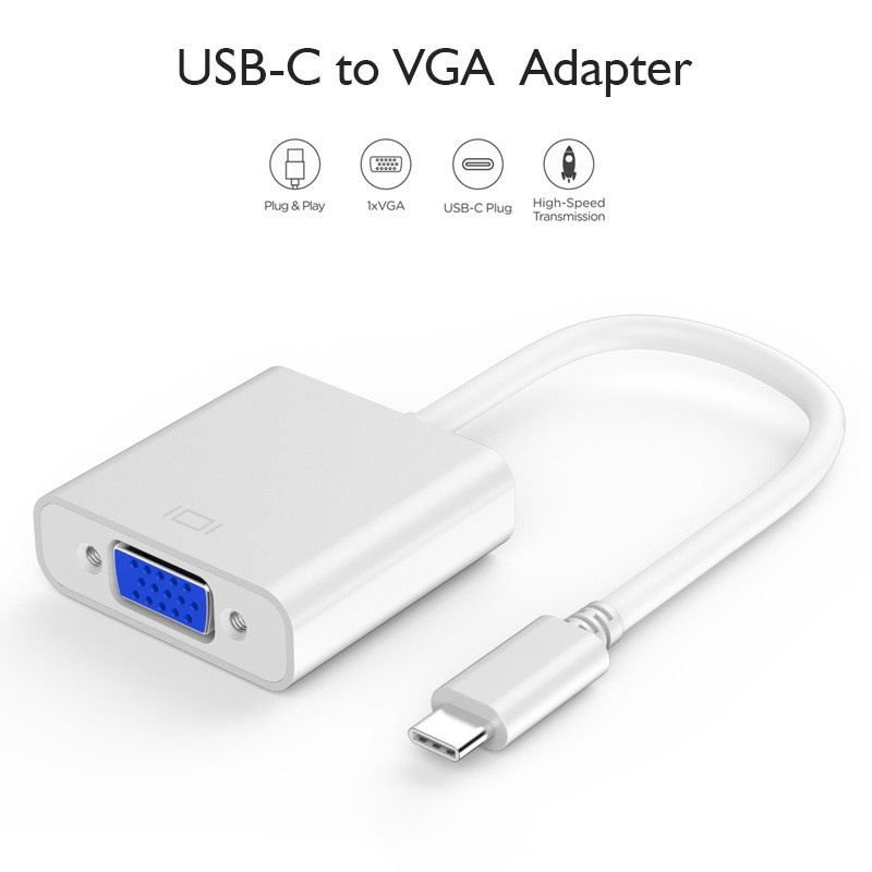 Usb C To Vga Adapter,Type C To Vga Adapter Compatible for Macbook Pro 2016/2017/2018,Macbook Air/Ipad Pro 2018,Surface Book 2,Chromebook Pixel/Dell Xp