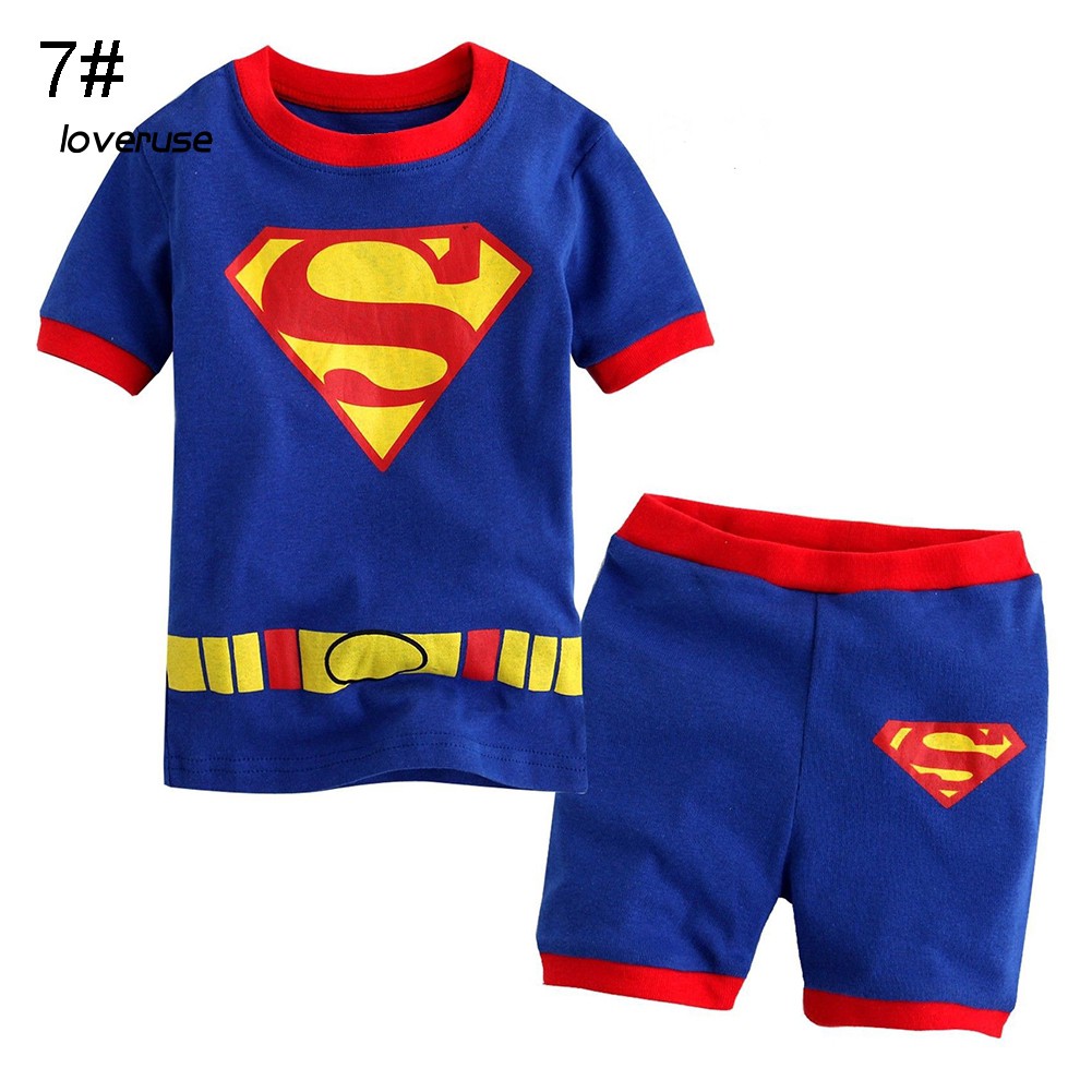 Bộ Đồ Ngủ Áo Thun Tay Ngắn In Hình Batman + Quần Short Cho Bé Trai