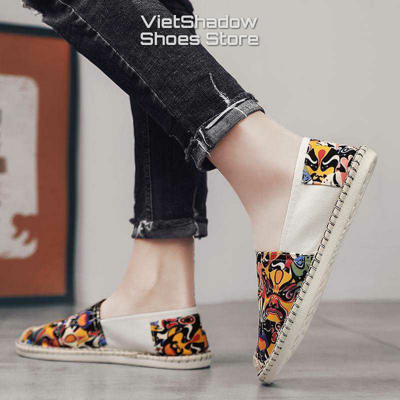 Slip on cói nam - Giày lười vải nam họa tiết - Chất liệu vải bố, đế cao su TPU - Mã SP 2919/2920