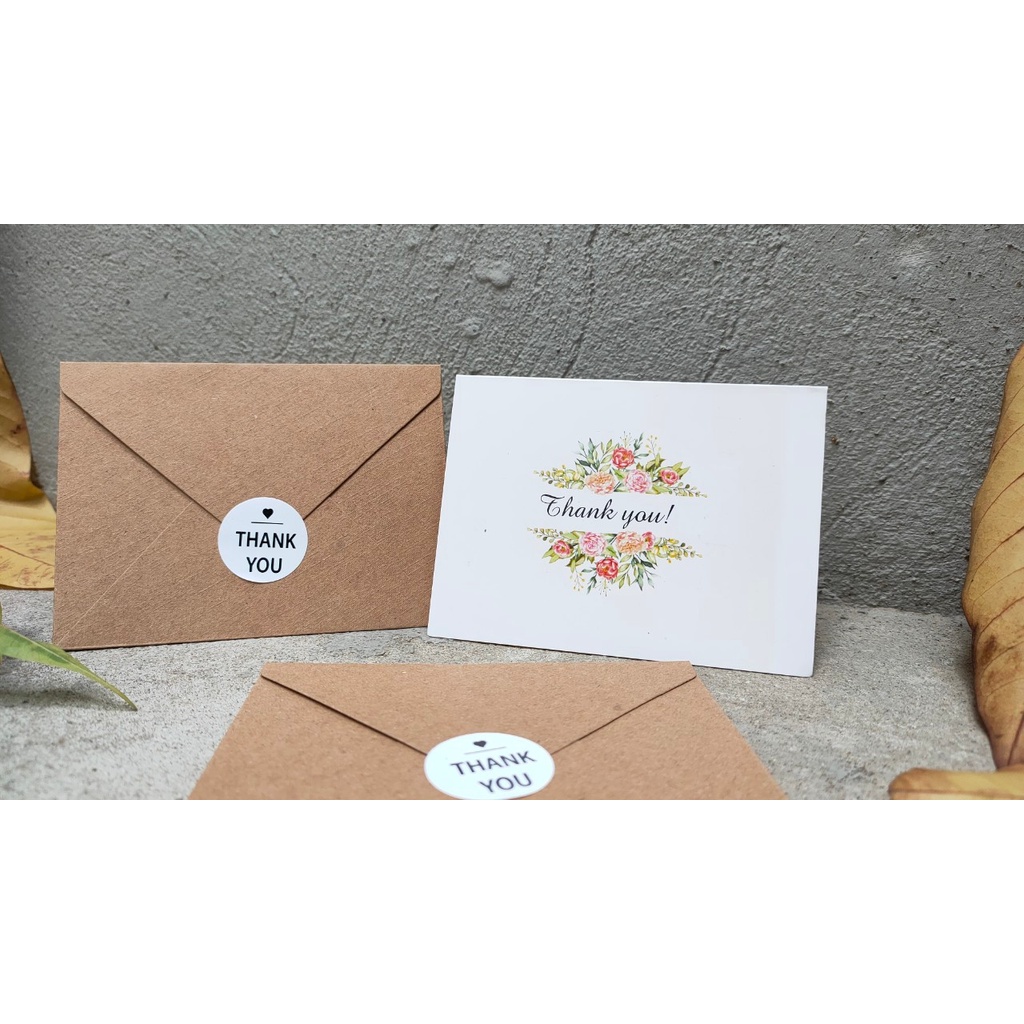 Thiệp cảm ơn thiệp chúc mừng phong cách vintage bằng giấy kraft cao cấp sang trọng kèm phong bì và nhãn dán
