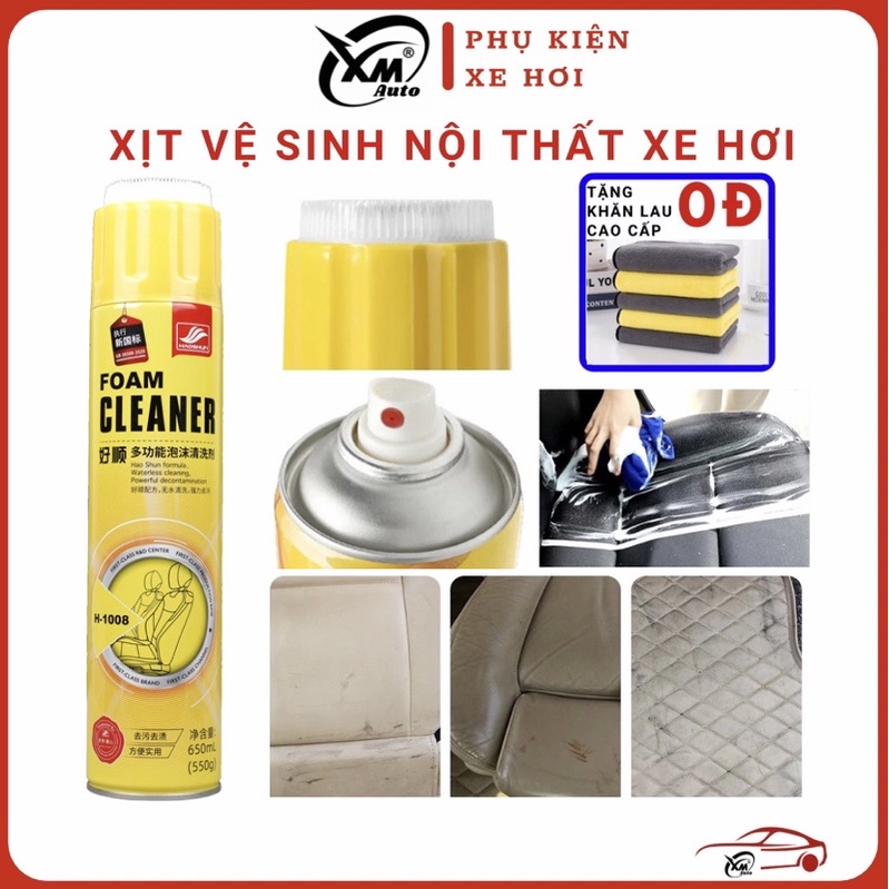 Chai Xịt Bọt Đa Năng Camel Vệ Sinh Ghế Da Nội Thất OTO nhà bếp Foam Cleaner Màu Vàng