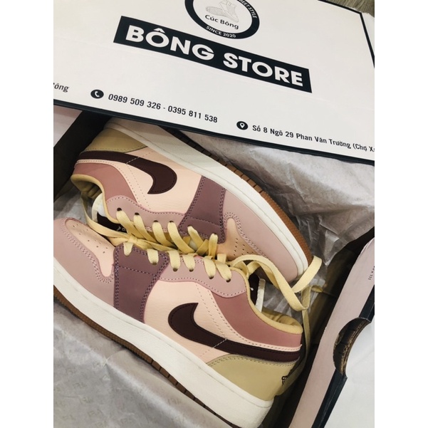 [JD2021MIDPINk]  Giày thể thao cổ cao nữ JD hồng đỏ vàng &quot;JD 1 MID Purple  Red Beans Hồng đậu nữ Ảnh thật