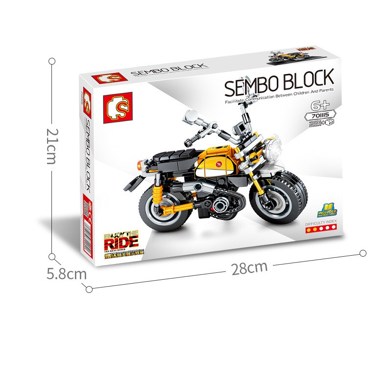 Đồ chơi Lắp ghép Mô hình Technic Sembo moc Motorcycle Xe Mô Tô Monkey Moto CB750 701114 701115