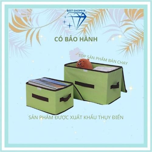 Thùng Vải đựng quần áo đồ lót đồ chơi bằng vải cứng 3 quai xách có nắp đậy không cần tủ tiện lợi có thể xếp chồng