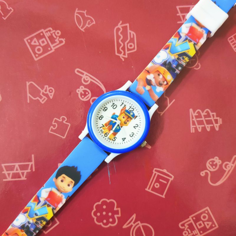 Đồng hồ kim cho bé trai bé gái trẻ em hình Đội chó cứu hộ Paw Patrol chống nước mặt nhựa cứng an toàn