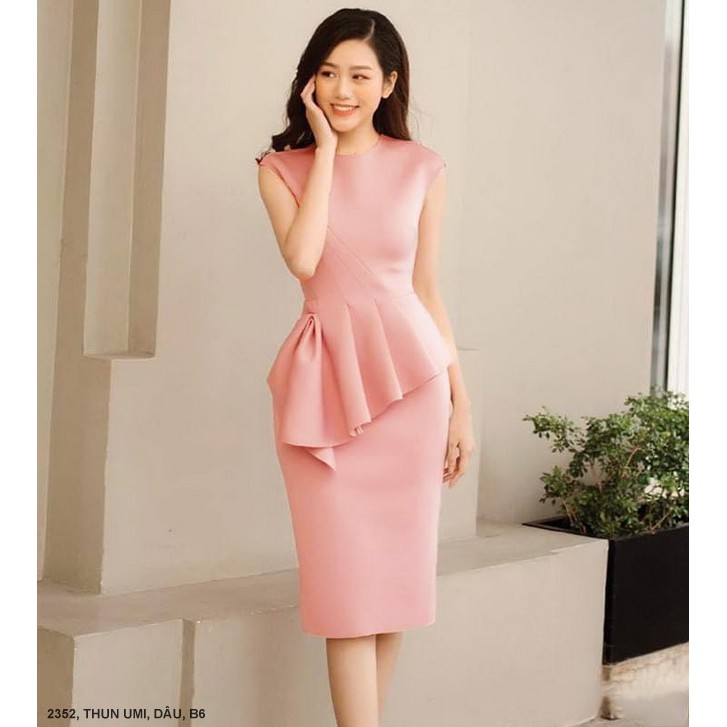 Đầm ôm sát nách eo dún xinh xắn (hàng y hình - kèm hình thật)
