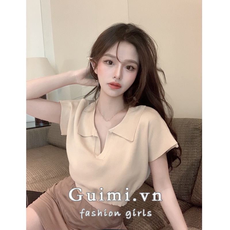 Áo thun polo NZN dệt kim tay ngắn dáng rộng thời trang mùa thu mới dành cho nữ