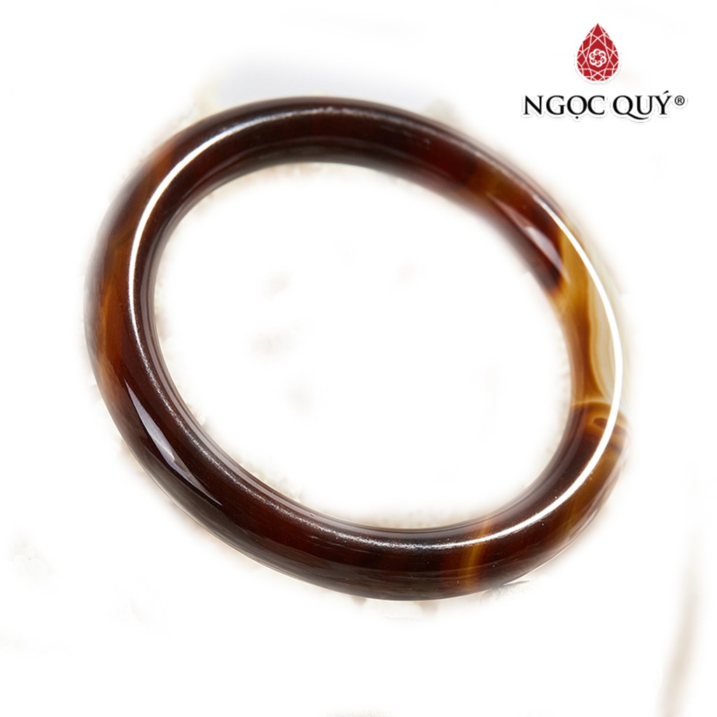 Vòng tay mã não vàng nâu bản tròn 10mm - Ngọc Quý