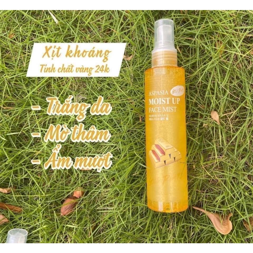 Xịt Khoáng Tinh Chất Vàng Aspasi Moist Up Face Mist Gold Pearl 150ml