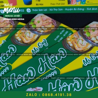 Menu Chống Thấm Nước - A4
