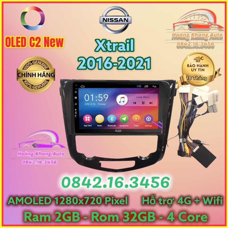 Màn hình Android OLED C2 New Theo Xe Xtrail 2016 - 2021, 10 inch kèm dưỡng và canbus + jack nguồn zin theo xe
