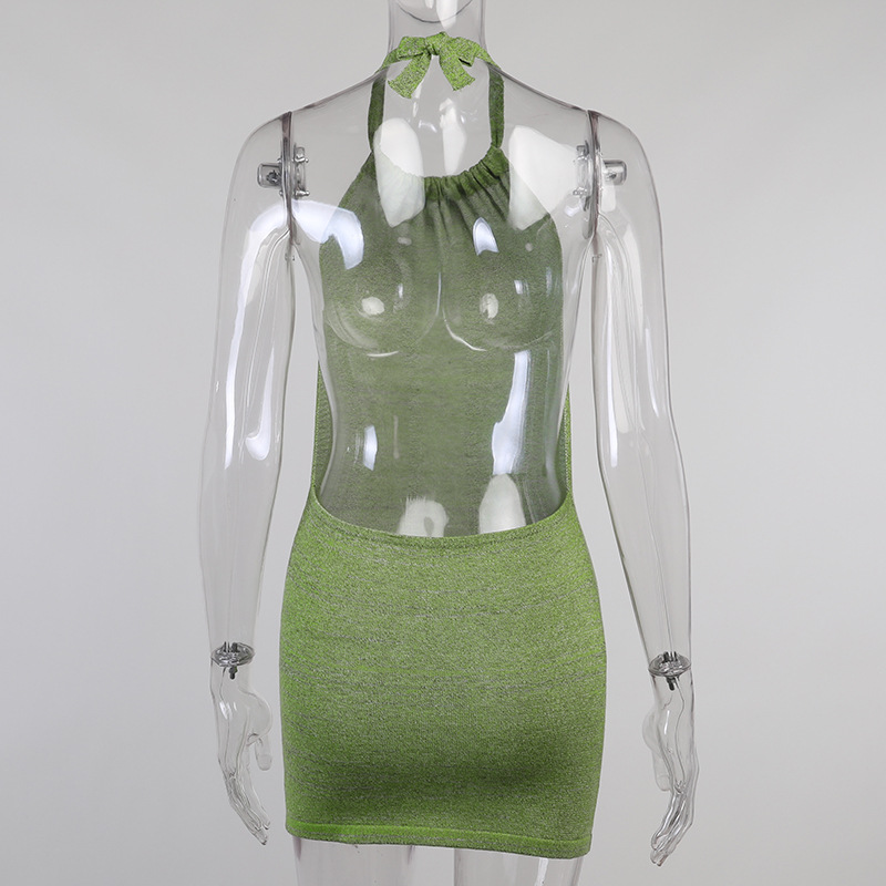 DUNEA Đầm hai dây dệt kim màu trơn thời trang cho nữ