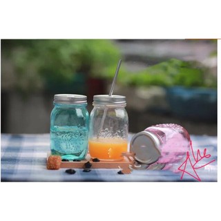 Hũ thủy tinh cao cấp đựng trà sữa gia vị màu xanh HOA RƠI