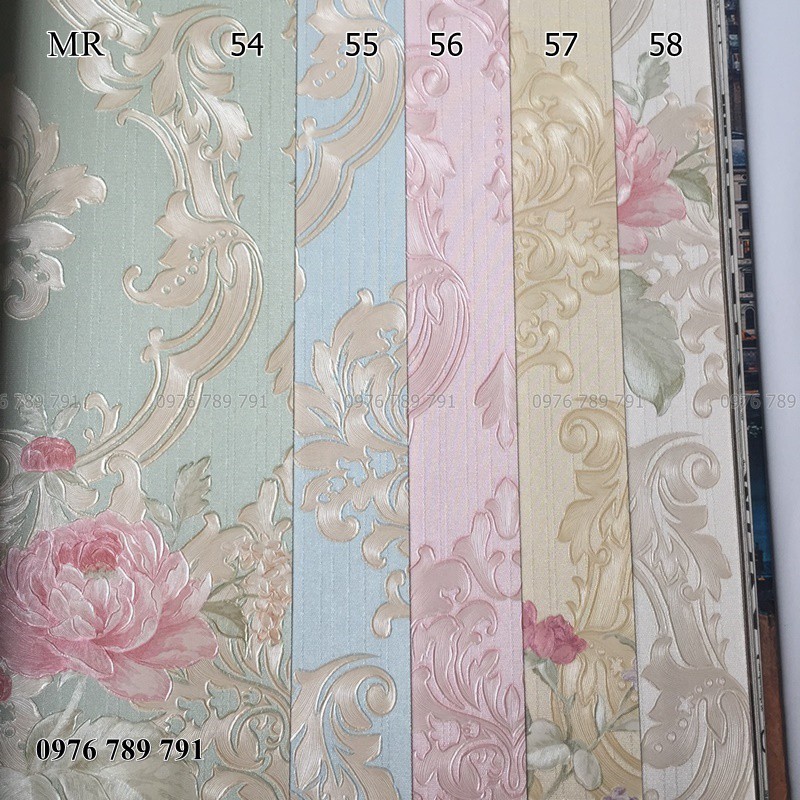 Giấy Dán Tường Phòng Ngủ Hoa Văn Hiện Đại MR Lụa Không Keo Khổ 53cm Nhiều Màu Lựa Chọn