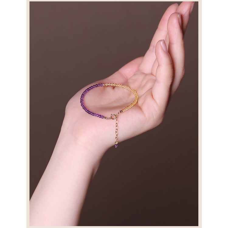 [Hàng Mới] Vòng Tay Đá Thạch Anh Tím Phối Màu Thời Trang Xuân Hè