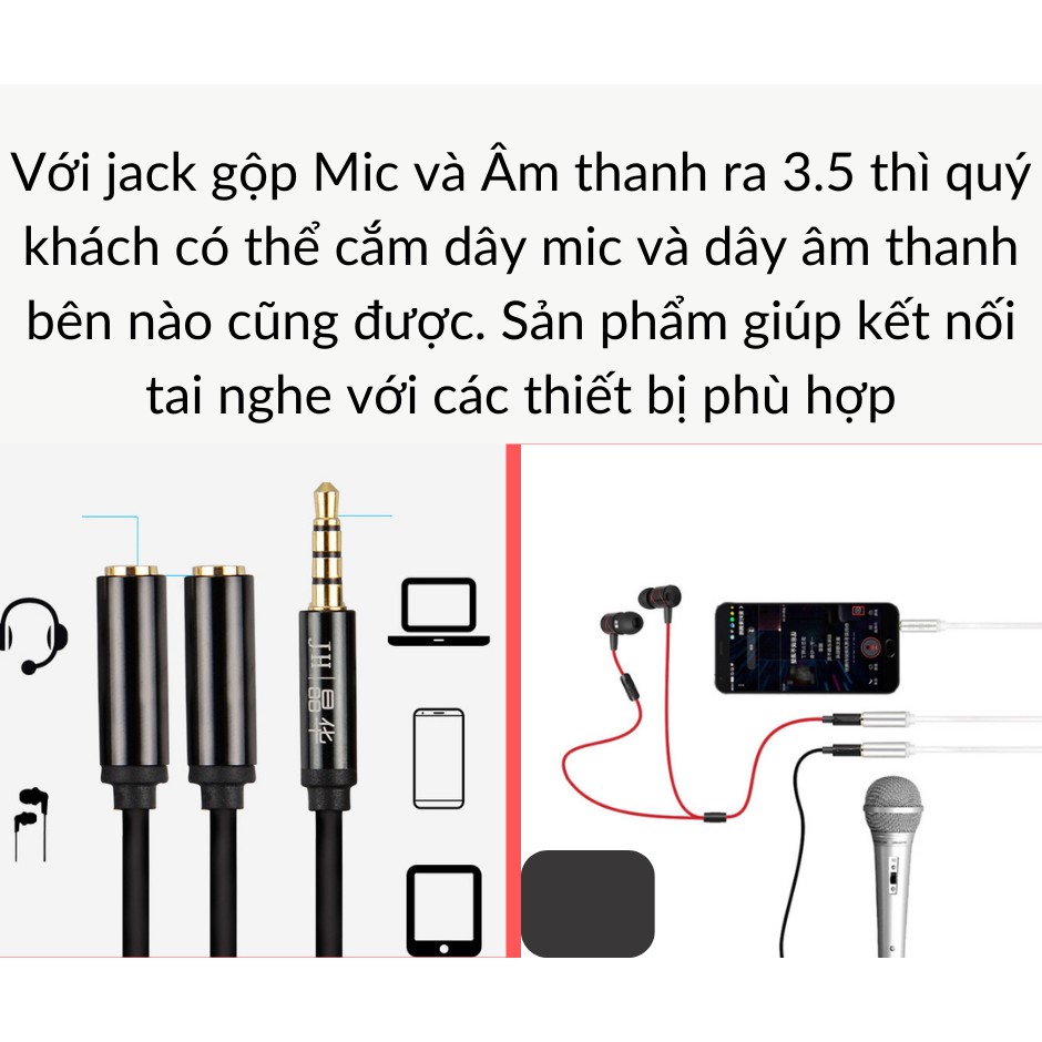 Cable gộp audio và mic ra 3.5 hàng chính hãng bảo hành 12 tháng