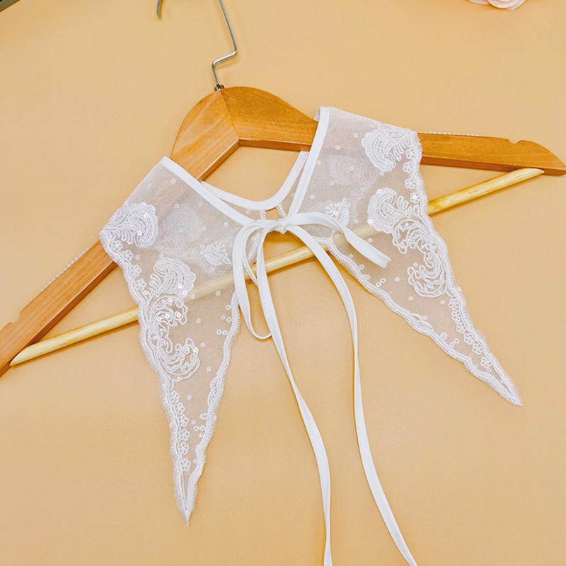 Khăn Choàng Cổ Ren Đính Kim Sa Hình Tam Giác Có Thể Tháo Rời Cho Nữ