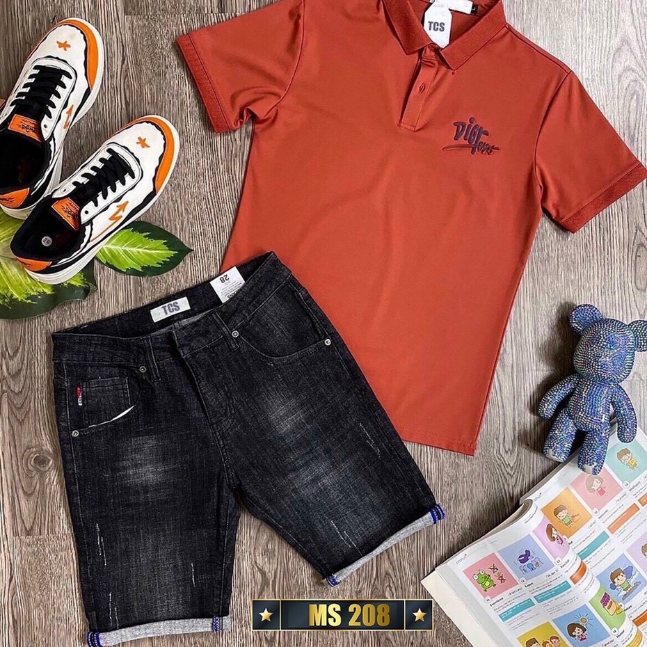 Quần short jean nam màu xanh rách chất bò - quần short jean lửng nam co giãn thời trang cao cấp Tp_shop_87 ms217