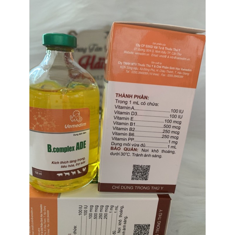 100ml B complex ADE - bổ sung vitamin cho chó mèo, gia cầm, thuỷ cầm, heo, dê, cừu, bò sữa, bê, nghé