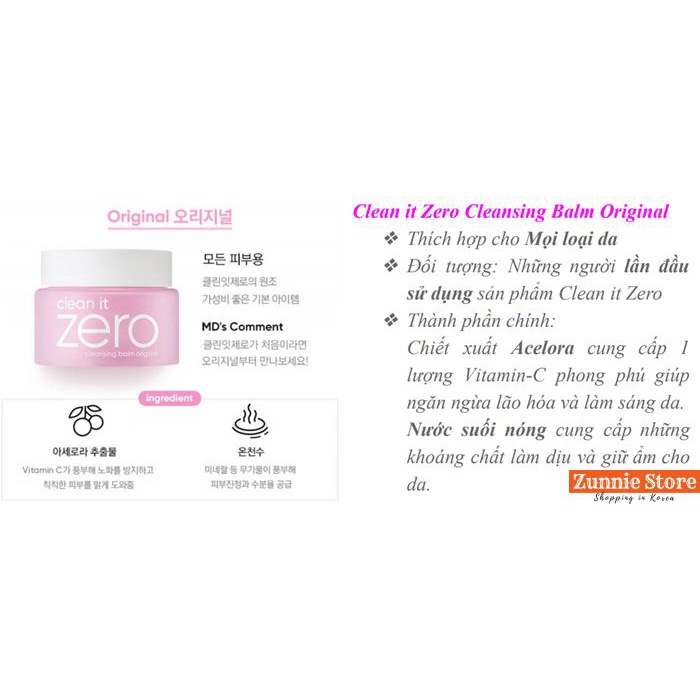 |Pi.cosmetic| Sáp Tẩy Trang Banila Co Clean It Zero Cleansing Balm Original FULLSIZE 100ml | BigBuy360 - bigbuy360.vn