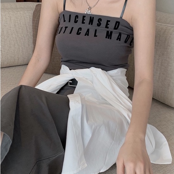 Áo bra 2 dây có đệm ngực dáng croptop chất liệu gân thun co giãn YUKI STORE 307