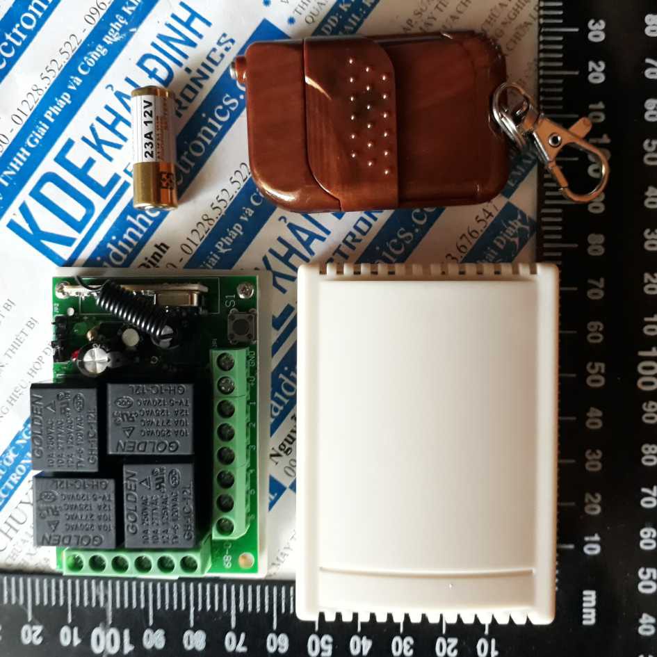 hộp Module RF 4 Relay, 12vdc + remote 4 nút, nhiều chế độ kde2880