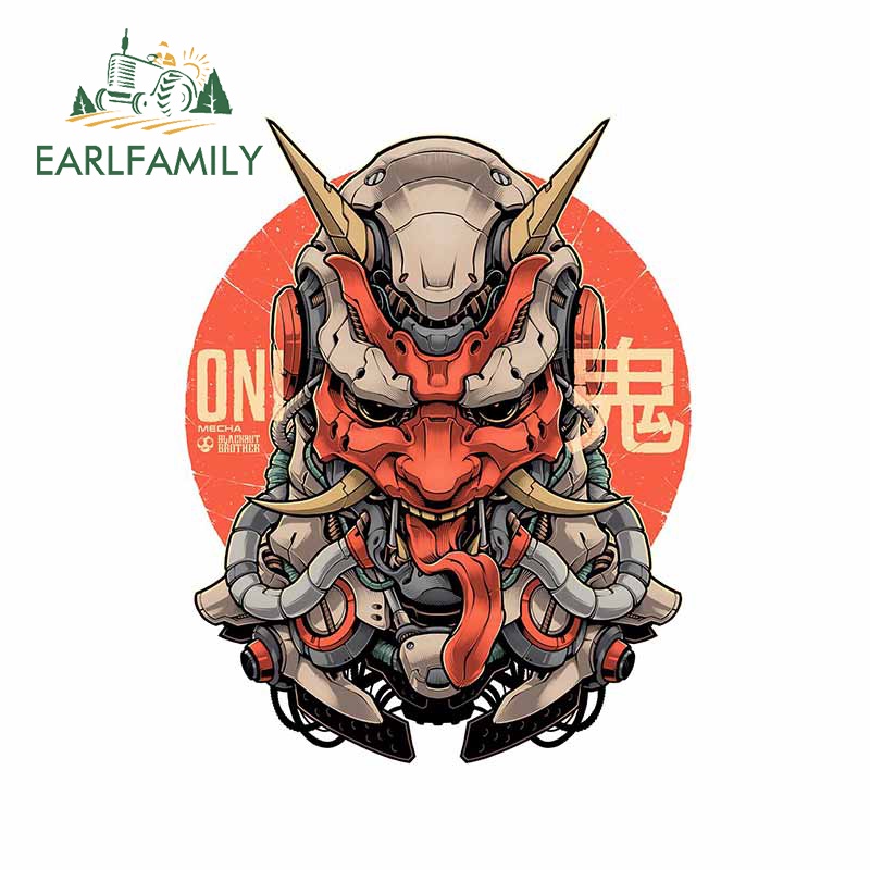 Earlfamily Đề Can Dán Trang Trí Xe Hơi / Ván Lướt Sóng diy Hình Mặt Nạ samurai 13Cmx10Cm Cá Tính