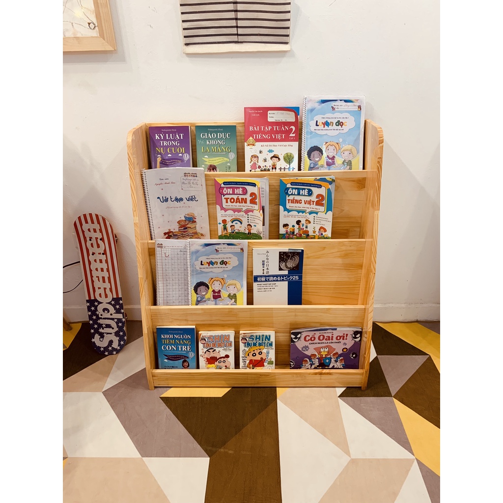 Kệ gỗ đa năng để sách cho bé  Montessori, giá sách montessori dành cho trẻ 2 tới 6 tuối sản xuất bởi nội thất module