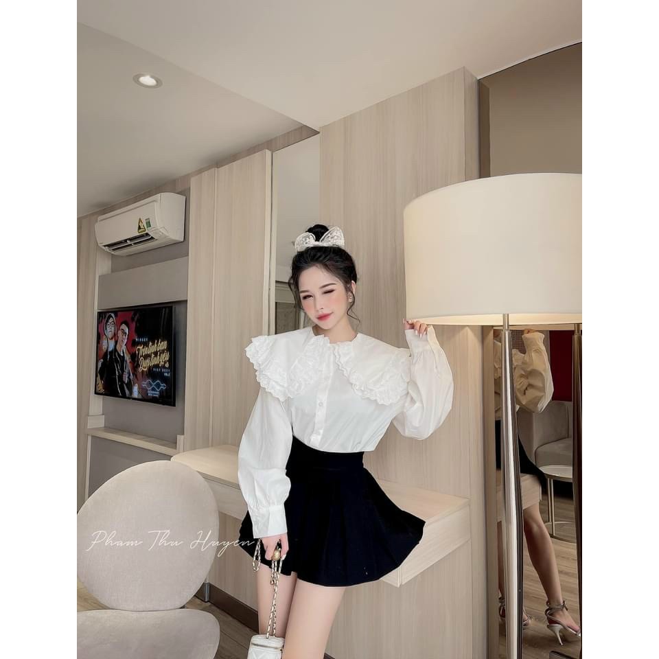 Áo Sơ Mi Tiểu Thư Dài Tay Viền Bèo