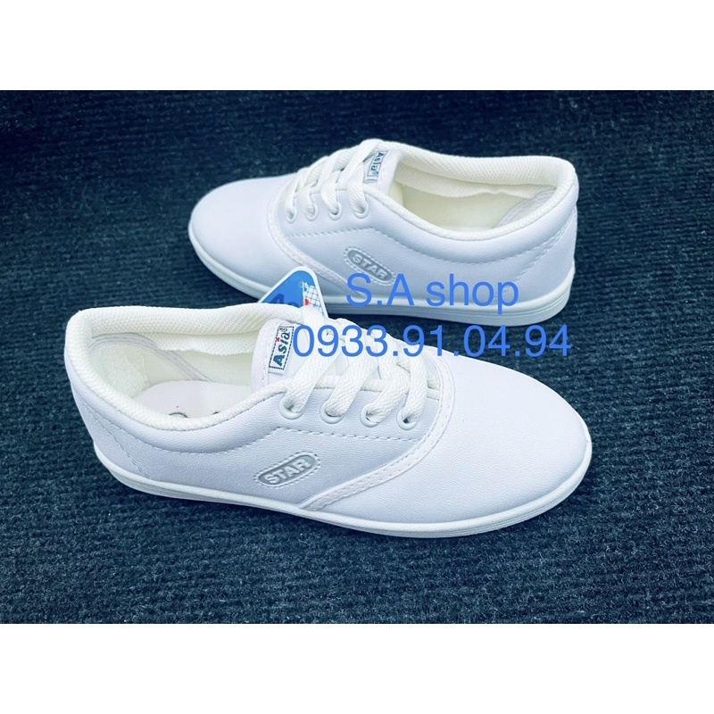 Giày thể thao ASIA da SI trắng cột học sinh BÉ gái bé trai