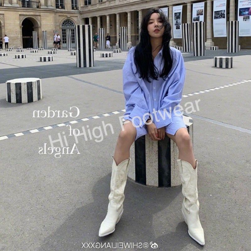 Boots cao bồi cổ cao hoa văn phong cách du mục, Bốt cao cổ đẹp 2022