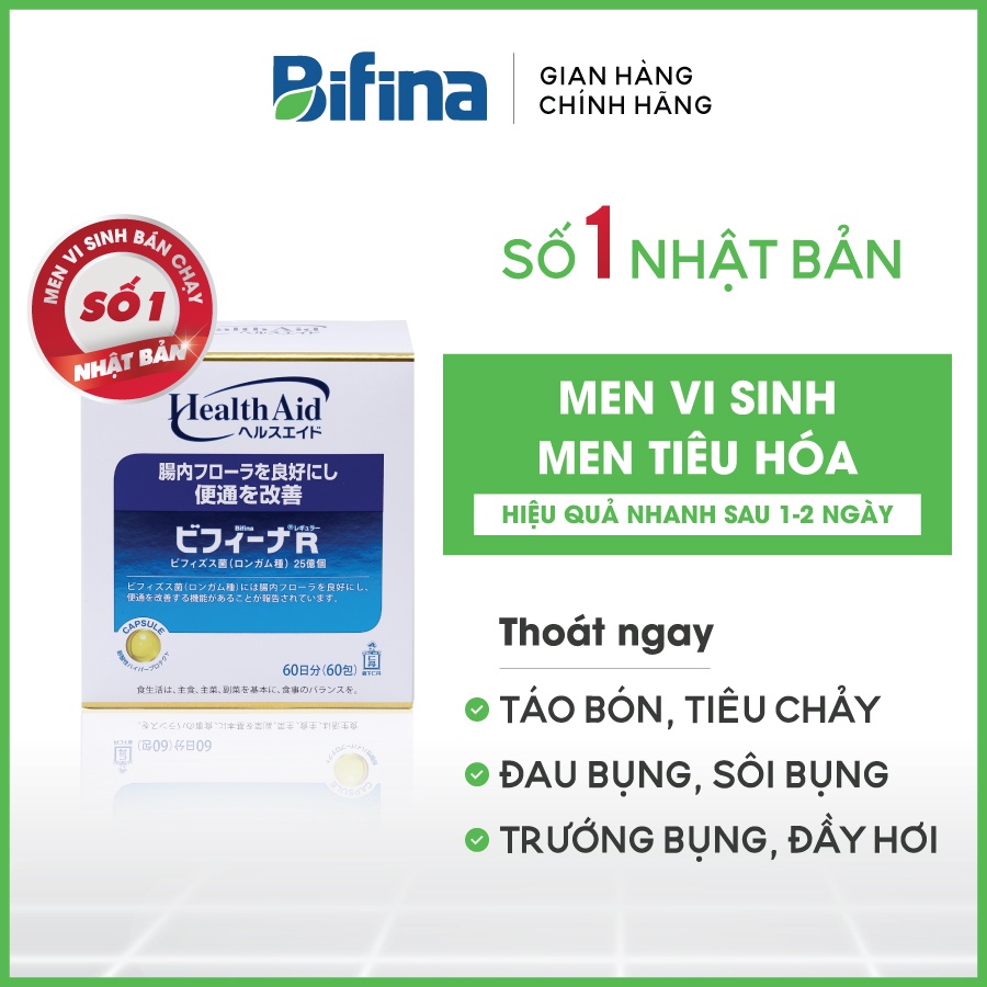 Men vi sinh Bifina Nhật Bản, Loại R 60 gói- Cải thiện tình trạng táo bón,tiêu chảy,đầy hơi