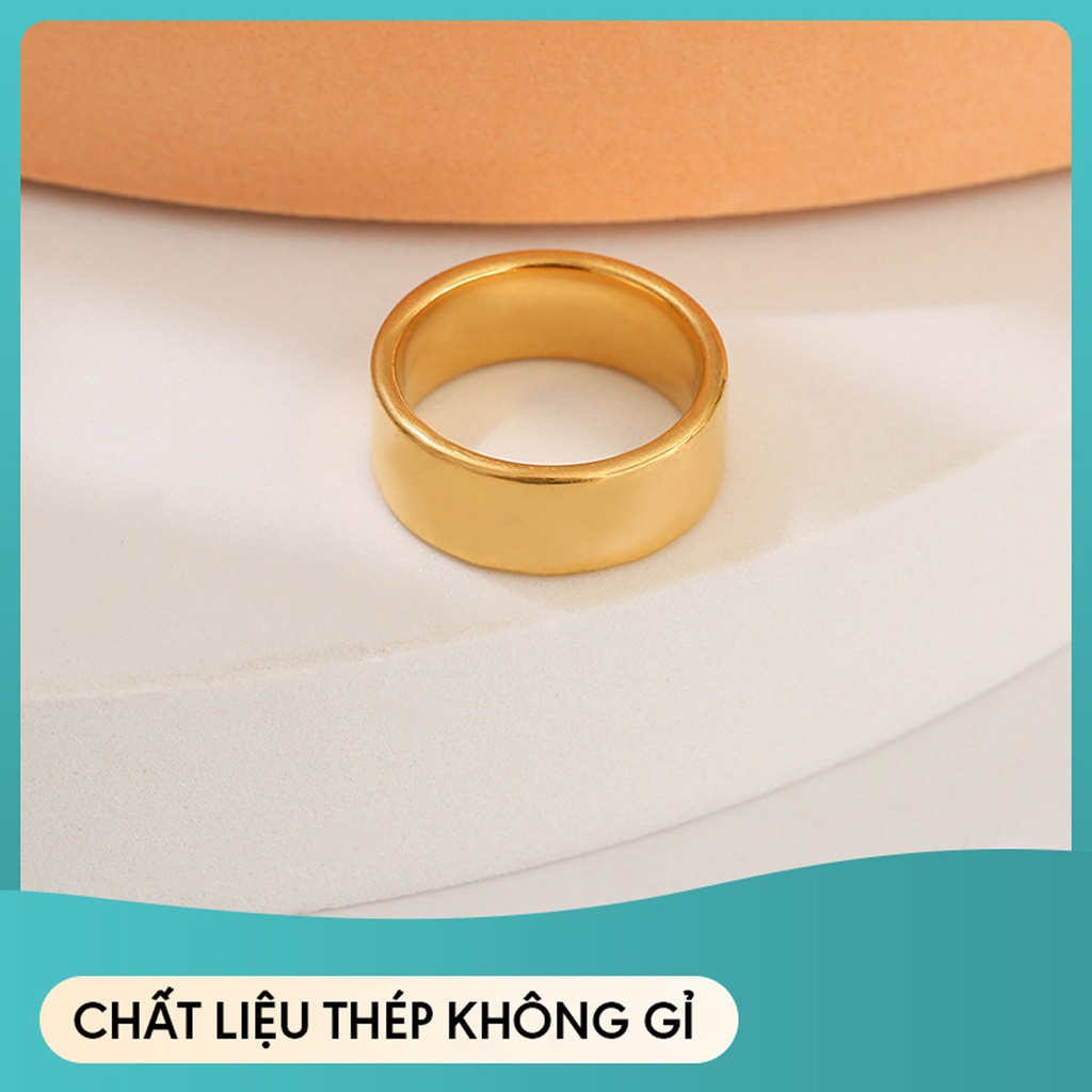 Nhẫn trơn nam cao cấp 8mm thép titan mạ kim loại vàng bạc vàng hồng đen xanh màu chuyển