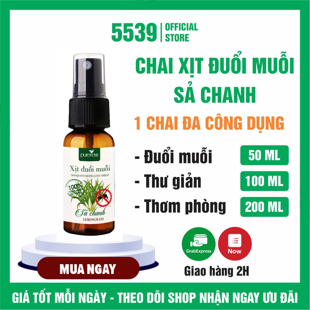 Xịt đuổi muỗi sả chanh thơm phòng, khử mùi nấm mốc, giúp ngủ ngon - Shop 5539