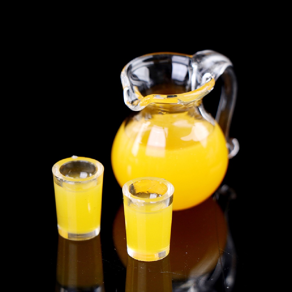 Set 3 Bình Nước Ép Trái Cây Bằng Kính Mini Trang Trí Nhà Búp Bê