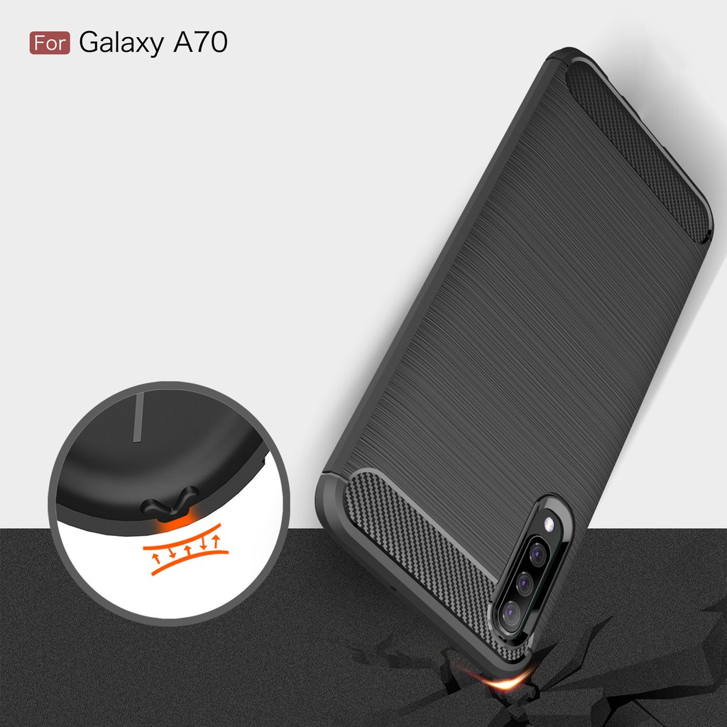 Ốp điện thoại sợi carbon mềm ôm sát bảo vệ mặt lưng cho Samsung Galaxy A70