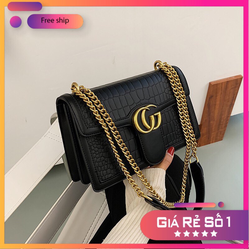 Túi Đeo Chéo Nữ⚡PG 07⚡Có Ảnh + Video Thật-Da PU 3 Lớp, 3 Ngăn,Có Ngăn Khóa - Dập Vân Chìm, Dây Xích Sịn - Lionkingvn | BigBuy360 - bigbuy360.vn