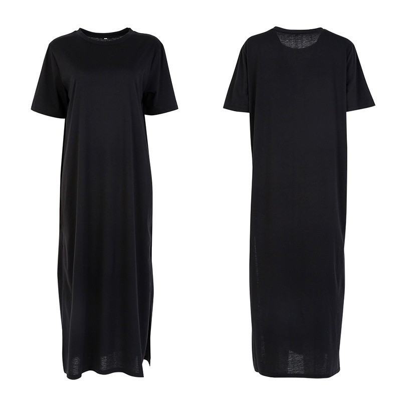 FREESHIP ĐƠN 99K_ Đầm thun tay ngắn form suông dài phối xẻ tà cá tính cho nữ | BigBuy360 - bigbuy360.vn