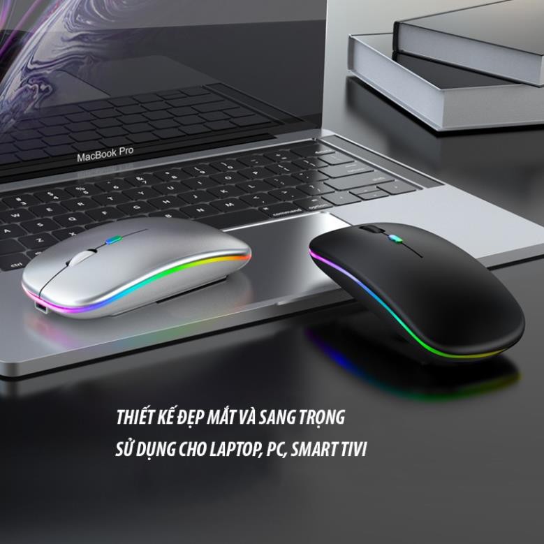 Chuột không dây bluetooth máy tính gaming cao cấp S108 Pin sạc, đèn Led, chuột laptop blutooth tốt như Logitech