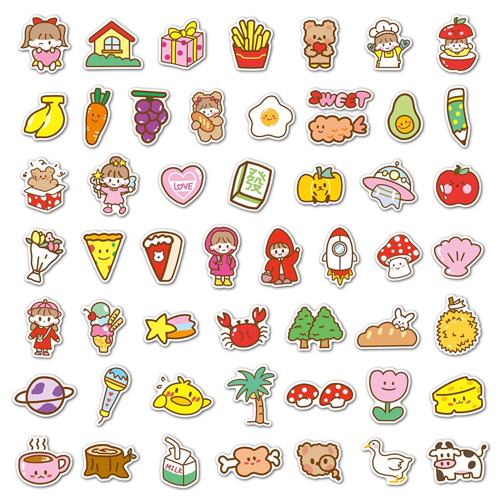Set 50 Miếng Dán Hình Động Vật Dễ Thương Dùng Để Trang Trí