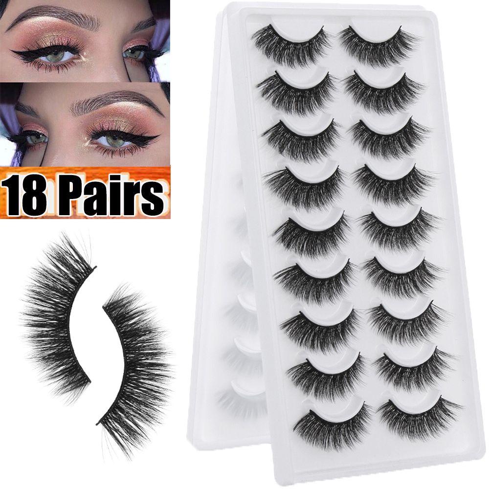 Bộ 18 Cặp Lông Mi Giả Nối Dài Tự Nhiên Tái Sử Dụng Linh Hoạt