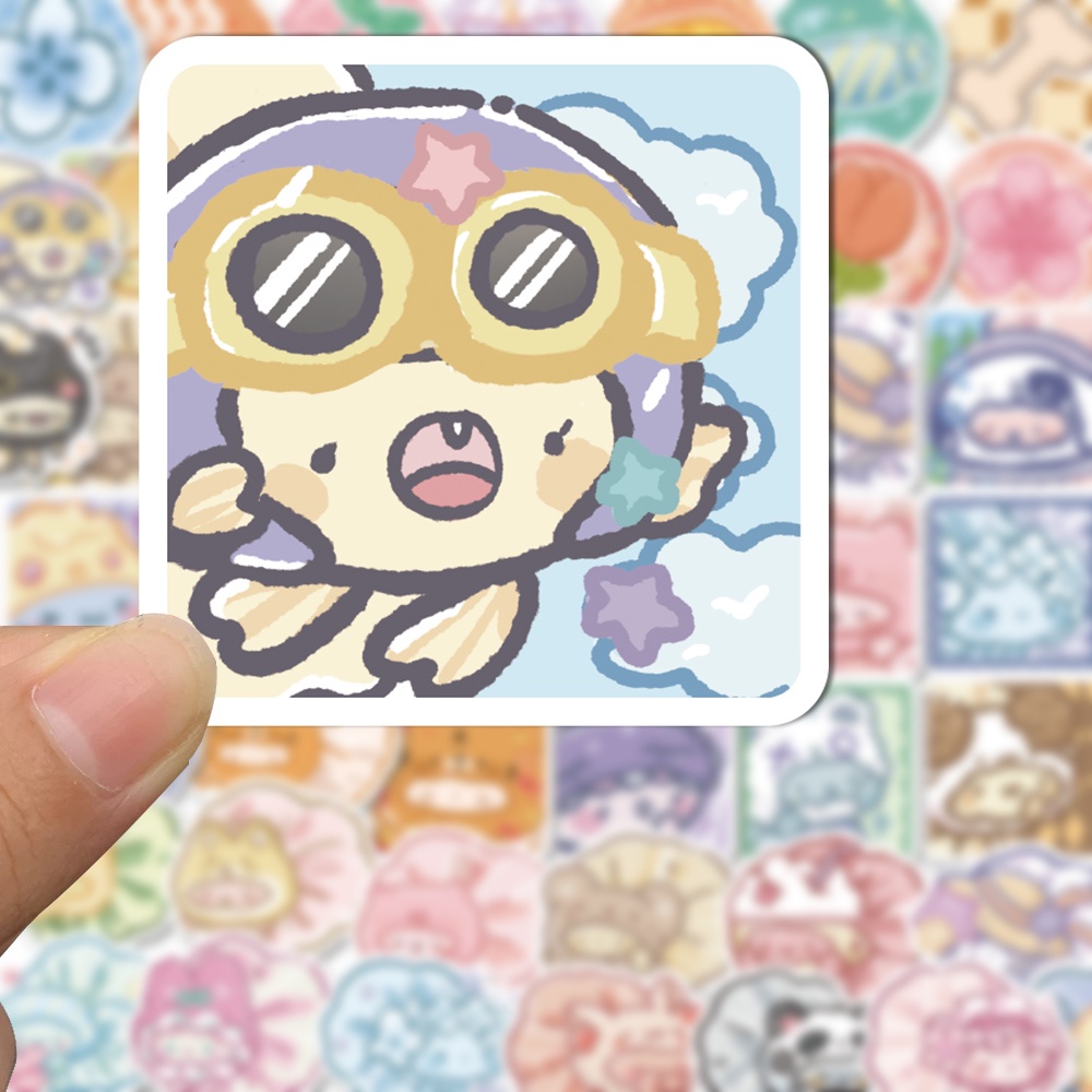 Bộ 50 Miếng Dán Trang Trí Laptop Chống Thấm Nước Hình Cá Vàng Hoạt Hình Dễ Thương