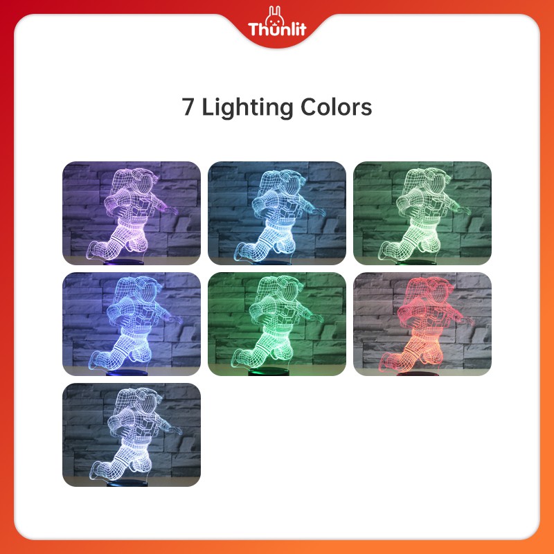 Đèn ngủ Thunlit hình phi hành gia nhiều màu sắc ổ cắm USB