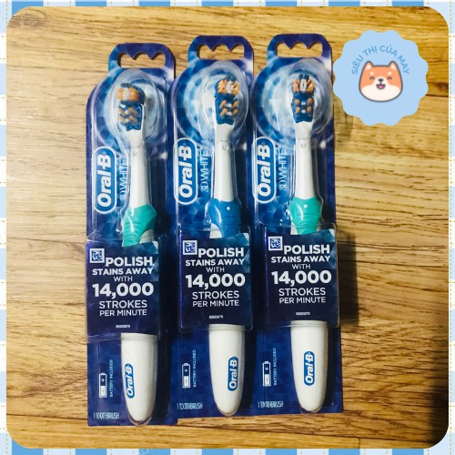 Bàn chải pin Oral-B 3D White Battery Power màu xanh lá cây - Hàng chính hãng