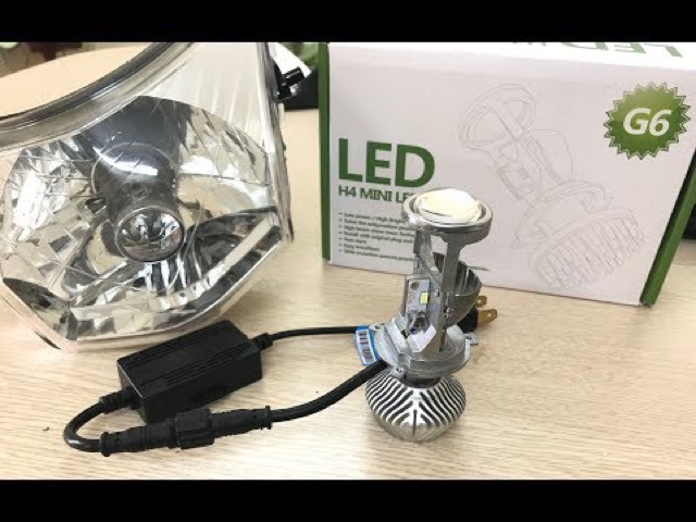 Đèn bi cầu led chân H4 lắp như zin cho xe máy